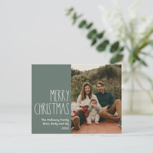 グリーンボホ水玉模様クリスマスフォト独身のー シーズンカード (スタンド正面)