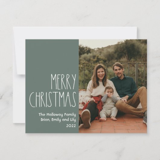 グリーンボホ水玉模様クリスマスフォト独身のー シーズンカード (正面)