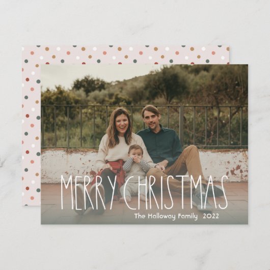 グリーンボホ水玉模様クリスマスフルフォト シーズンカード (正面/裏面)