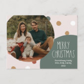 グリーンボホ水玉模様クリスマスワンフォト シーズンポストカード (正面)