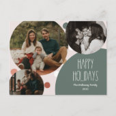 グリーンボホ水玉模様ハッピーホリデーズスリーフォト シーズンポストカード (正面)