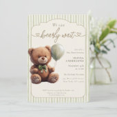 グリーンボホ「We can Bearly Wait」ニュートラルベビーシャワー 招待状 (スタンド正面)