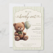 グリーンボホ「We can Bearly Wait」ニュートラルベビーシャワー 招待状 (正面)