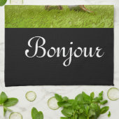 グリーンボンジュールにエッフェルタオルを付けたゴルフボール キッチンタオル (折り畳み)