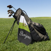 グリーンボンジュールにエッフェルタオルを付けたゴルフボール ゴルフタオル (グリーン)