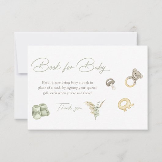 グリーンボーイ赤ちゃんシャワーベビー用ブック 招待状 (正面)