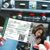 グリーンボーディングパス結婚式を保存する日付チケット 招待状