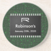 グリーンボード上のコンピュータチップ+情報の追加 コースター (正面)