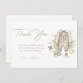 グリーンボーホベイビーシャワーサンキューカード 招待状 (正面/裏面)