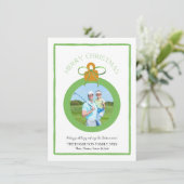 グリーンボー名門私立校風のコケットのクリスマスフォトカード シーズンカード (スタンド正面)