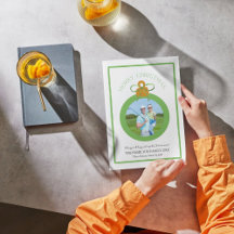 グリーンボー名門私立校風のコケットのクリスマスフォトカード