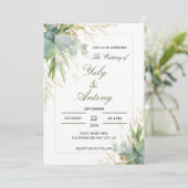 グリーンボ葉タニカルモダン結婚式招待状 招待状 (スタンド正面)