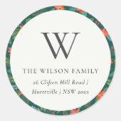 グリーンポインセチアフローラモノグラムアドレス ラウンドシール (正面)