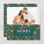 グリーンポインセチア メリークリスマスパターン写真 シーズンカード (正面/裏面)