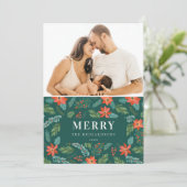 グリーンポインセチア メリークリスマスパターン写真 シーズンカード (スタンド正面)
