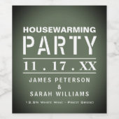 グリーンポスター引っ越し祝いパーティーパーティー ワインラベル (シングルラベル)