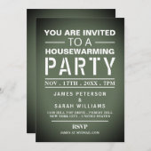 グリーンポスター引っ越し祝いパーティーパーティー 招待状 (正面/裏面)