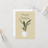 グリーンポットプラントハッピーバースデーカード カード (正面/裏面インサイチュ)