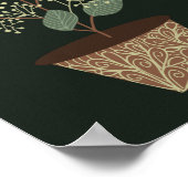 グリーンポット植物ユーカリ葉種子テラコッタ ポスター (角)