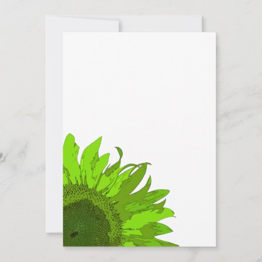 グリーンポップアートのひまわりウェディングアニバーサリーパーティー 招待状 (裏面)