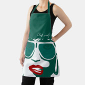 グリーンポップ・アートのアかわいらしート女性サングラス赤い唇 エプロン (インサイチュ)