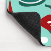 グリーンポップ・アートのアかわいらしート女性サングラス赤い唇 マウスパッド (コーナー)