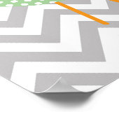 グリーンポルカドット鳥、グレーシェブロン寝室保育園 ポスター (角)