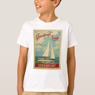 グリーンポートシルボートヴィンテージトラベルニューヨーク Tシャツ