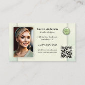 グリーンポートフォリオロゴQRコードインテリアデザイナー 名刺 (裏面)