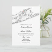グリーンポートNYマップエレガント白黒結婚ズ 招待状 (スタンド正面)