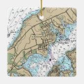 グリーンポートNY航海のチャートのクリスマス セラミックオーナメント (裏面)