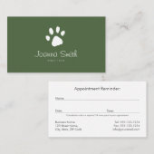 グリーンポードッグ歩くペットシッティングベットアポイントメント 予約カード (正面/裏面)