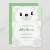 グリーンポーラベア赤ちゃんシャワー 招待状 (正面/裏面)