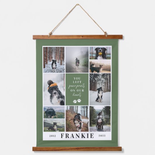 グリーンポー印刷の私たちのハートペット記念コラージュ 吊り下げ型タペストリー (正面)