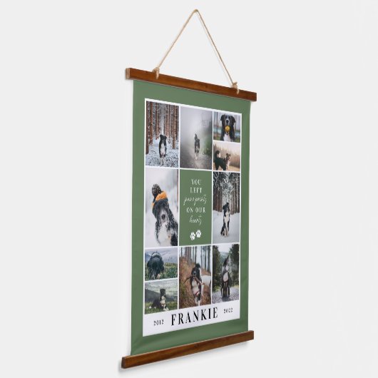 グリーンポー印刷の私たちのハートペット記念コラージュ 吊り下げ型タペストリー (傾斜あり)