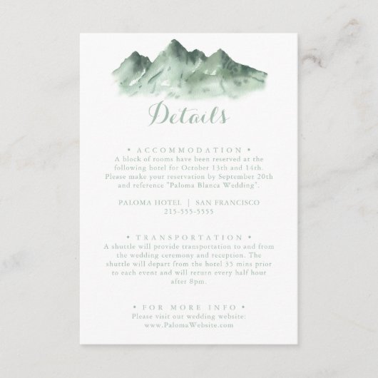 グリーンマウンテンカントリーウェディング詳細 エンクロージャーカード (正面)