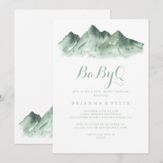 グリーンマウンテンカントリーBabyQベビーシャワーバーベキュー 招待状 (正面/裏面)
