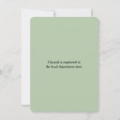 グリーンマウ素朴ンテンブライダルシャワーの招待 招待状 (裏面)