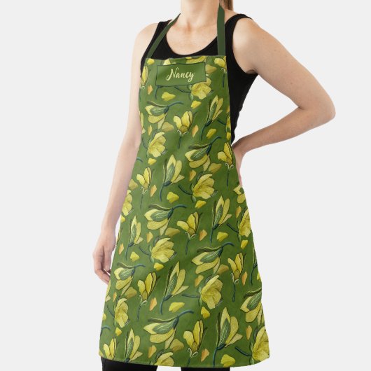 グリーンマグノリアパーソナライズされたフローラ エプロン (インサイチュ)
