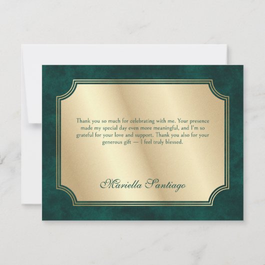 グリーンマスカレードマスクエレガントキンセアニェラ サンキューカード (裏面)