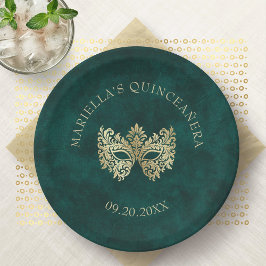 グリーンマスカレードマスクエレガントキンセアニェラ ペーパープレート