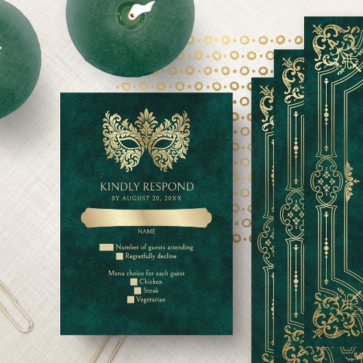 グリーンマスカレードマスクエレガントキンセアニェラ 出欠カード