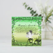 グリーンマスカレードマスクエレガントボールパーティー 招待状 (スタンド正面)