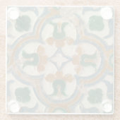 グリーンマスタードスペインのフローラ幾何学アズレホス ガラスコースター (裏面)