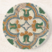 グリーンマスタードスペインのフローラ幾何学アズレホス コースター (正面)