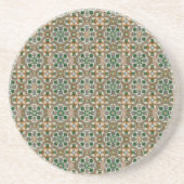 グリーンマスタードスペインのフローラ幾何学アズレホス コースター (正面)