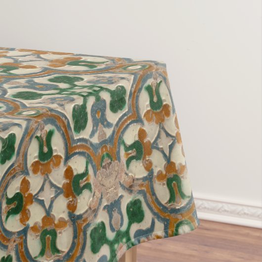 グリーンマスタードフローラアズレジョス幾何学模様 テーブルクロス (インサイチュ)