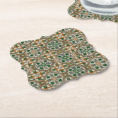 グリーンマスタードフローラアズレジョス幾何学模様 ペーパーコースター (アングル)