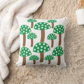 グリーンマッシュルームのパターン クッション (ブランケット)