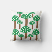 グリーンマッシュルームのパターン クッション (正面)